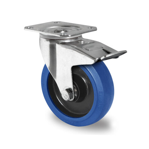 swivel castor,  100 mm with total brake