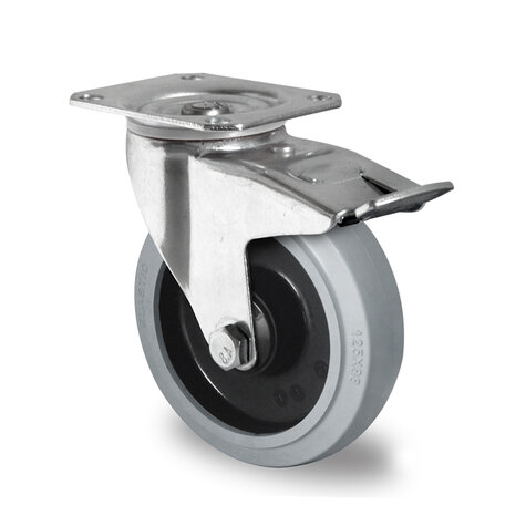 swivel castor,  100 mm with total brake