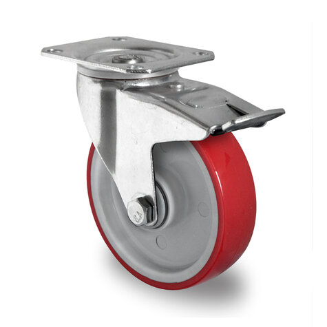 swivel castor,  125 mm with total brake