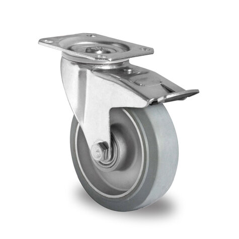 swivel castor,  100 mm with total brake