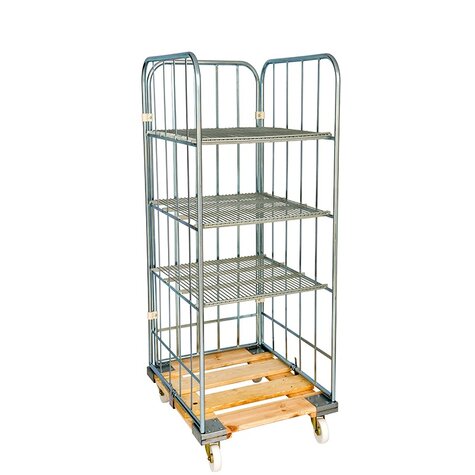 rollcage with wooden base, type 724 x 810 mm, type 3-sided