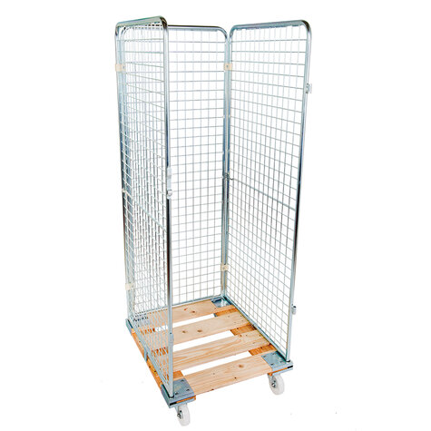 rollcage with wooden base, 724 x 810 mm, type 3-sided