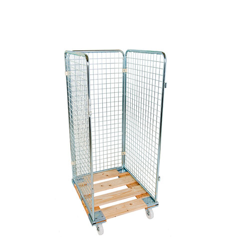 rollcage with wooden base, 724 x 810 mm, type 3-sided
