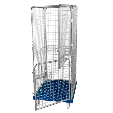 Rollbehlter ADB 1600 KU blau, 724 x 815 mm, 5-seitig, 2 Tren, 1 ZWB klappbar, Cr 3