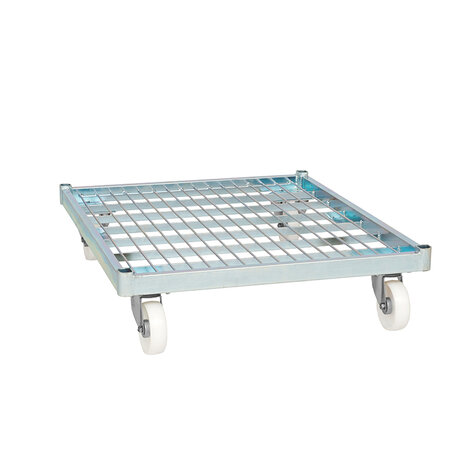 Metall-Rollplatte, 710 x 800 mm, ø 108 mm Polypropylenrollen