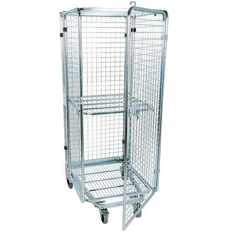 Rollbehlter nestbar ADB 1600 ME, 725 x 820 mm, 5-seitig, Dach ME, 1 Tr, 1 ZWB ME klappbar, Cr 3