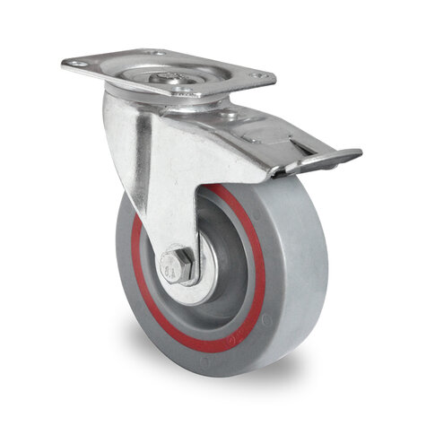 swivel castor,  100 mm with total brake