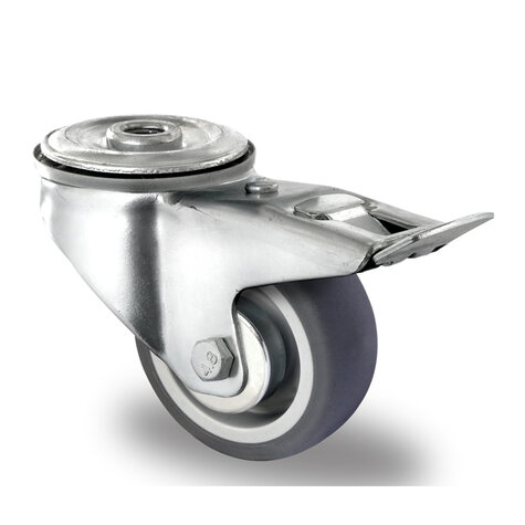 swivel castor with bolt hole and total brake, ø 80 mm