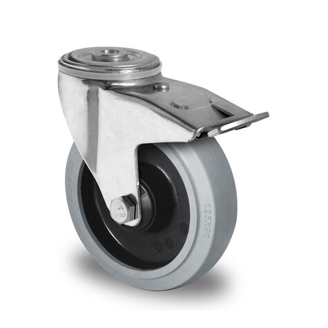 Lenkrolle, ø 125 mm, Rückenloch mit Feststeller