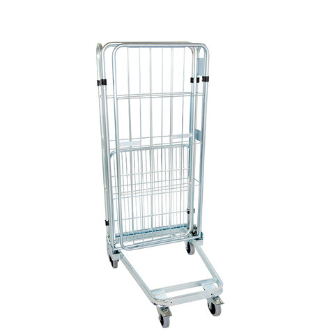 nestable metal rollcage, 725 x 820 mm, with 1 x metal base, type 3-sided