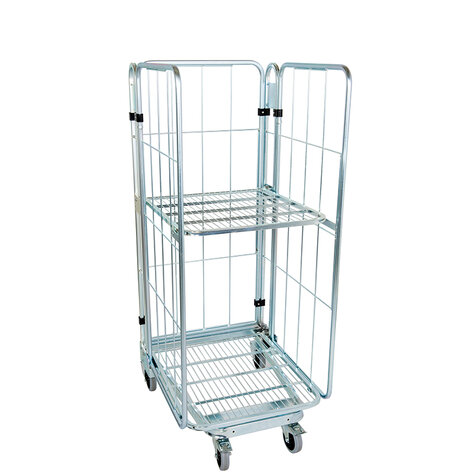 nestable metal rollcage, 725 x 820 mm, with 2 x metal base, type 3-sided