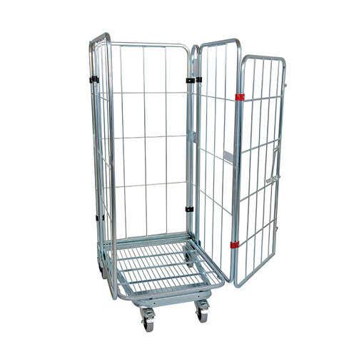 nestable metal rollcage, 725 x 820 mm, with 1 x metal base, type 4-sided