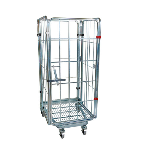 nestable metal rollcage, 725 x 820 mm, with 1 x metal base, type 4-sided