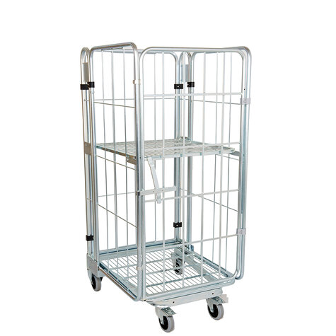 nestable metal rollcage, 725 x 820 mm, with 2 x metal base, type 4-sided