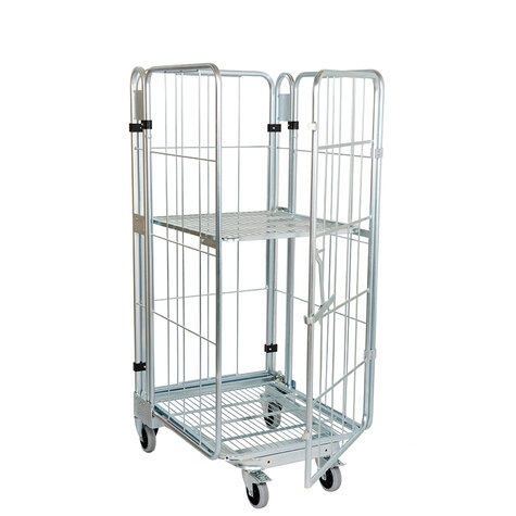 nestable metal rollcage, 725 x 820 mm, with 2 x metal base, type 4-sided