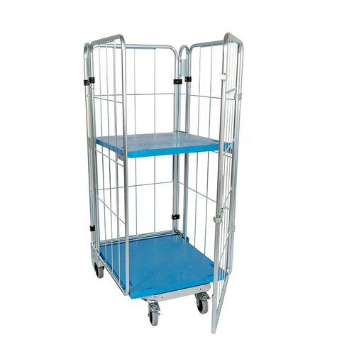 nestable metal rollcage, 725 x 820 mm, with 2 x plastic base, type 4-sided