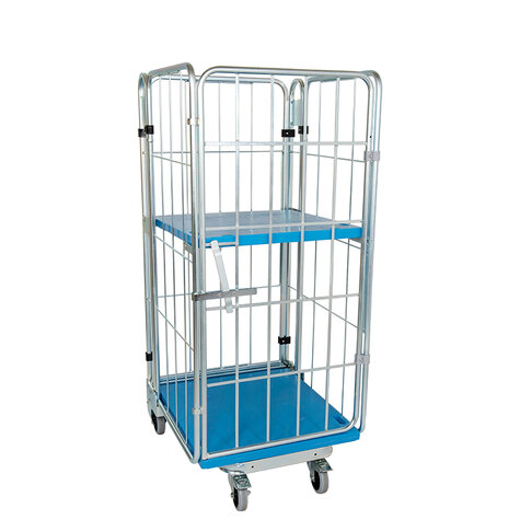 nestable metal rollcage, 725 x 820 mm, with 2 x plastic base, type 4-sided