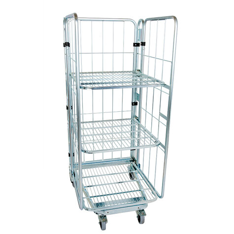 nestable metal rollcage, 725 x 820 mm, with 3 x metal base, type 3-sided