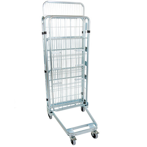 nestable metal rollcage, 725 x 820 mm, with 3 x metal base, type 3-sided