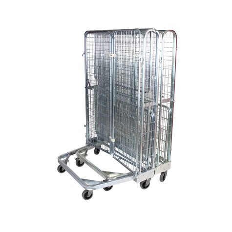 nestable metal rollcage,  800 x 1200 mm, with 2 x metal base, type 5-sided, with mesh 100 x 50 x 4 mm