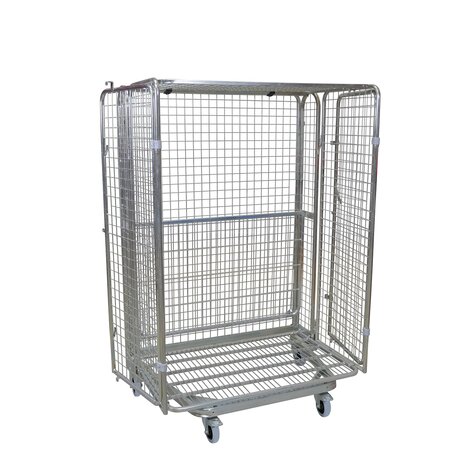 nestable metal rollcage,  800 x 1200 mm, with 2 x metal base, type 5-sided, with mesh 50 x 50 x 4 mm