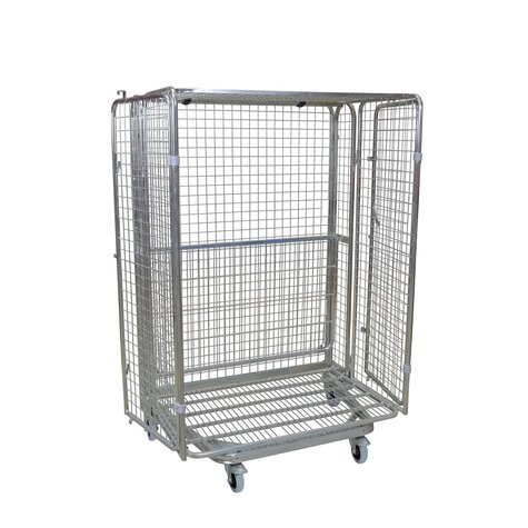 Rollbehlter nestbar ADB 1600 ME, 800 x 1200 mm, 5-seitig, 1 ZWB ME, 2 Flgeltren, Cr 3, 50 x 50