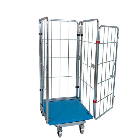 nestable metal rollcage, 725 x 820 mm, with 1 x plastic base, type 4-sided
