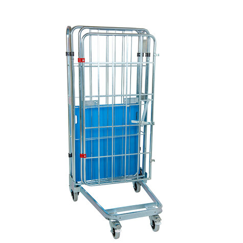 nestable metal rollcage, 725 x 820 mm, with 1 x plastic base, type 4-sided