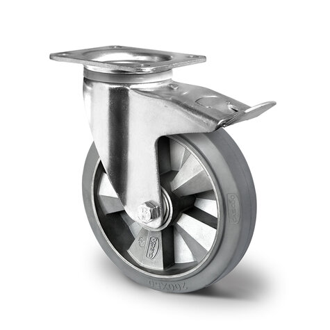 swivel castor,  125 mm with total brake