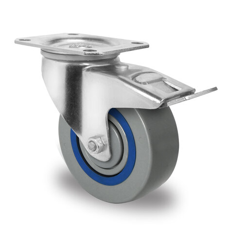 swivel castor,  100 mm with total brake