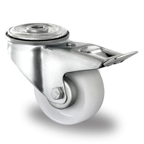 swivel castor with bolt hole and total brake, ø 80 mm