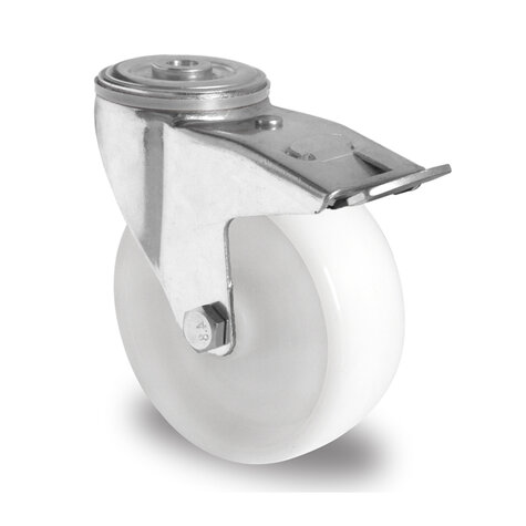 swivel castor with bolt hole and total brake,  100 mm