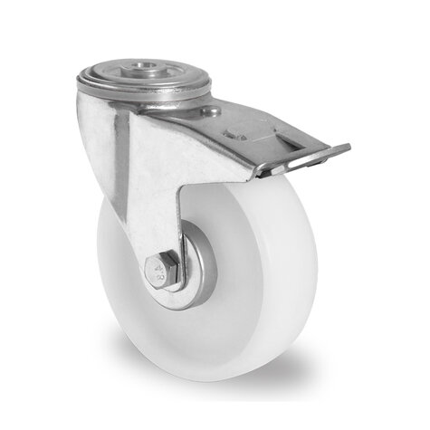 swivel castor with bolt hole and total brake,  200 mm