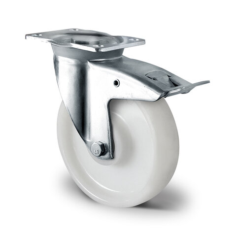 swivel castor,  200 mm with total brake