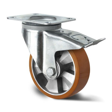 swivel castor,  125 mm with total brake