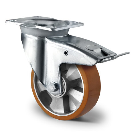 swivel castor,  125 mm with total brake