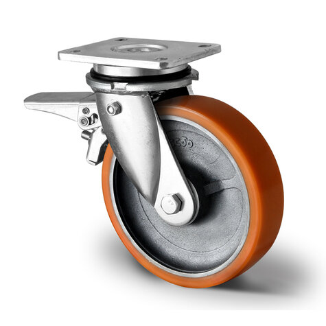 swivel castor,  125 mm with total brake