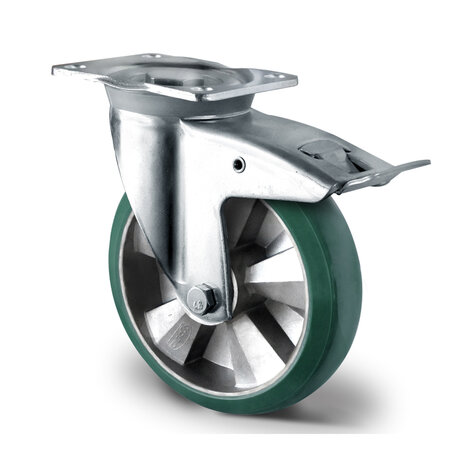 swivel castor,  160 mm with total brake