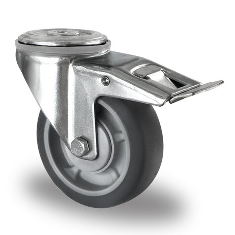 swivel castor with bolt hole and total brake, ø 100 mm