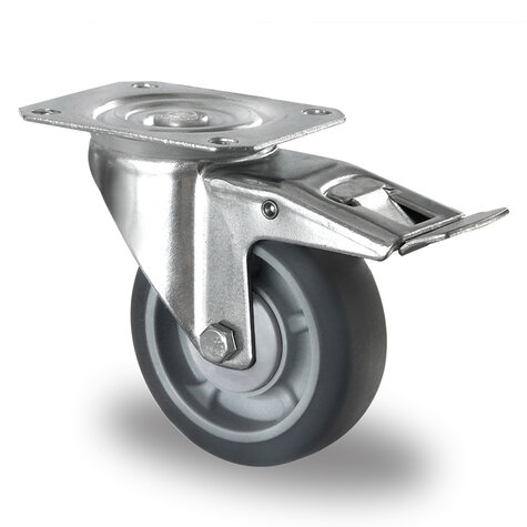 swivel castor,  100 mm with total brake