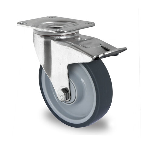 swivel castor, ø 100 mm with total brake