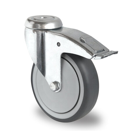 swivel castor with bolt hole and total brake,  100 mm