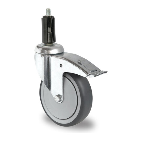 swivel castor with bolt hole and total brake,  80 mm