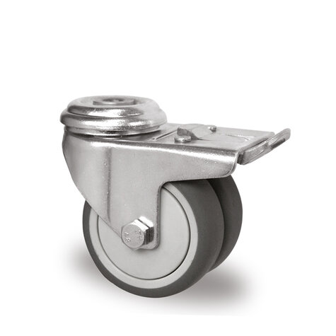 swivel castor with bolt hole and total brake,  50 mm