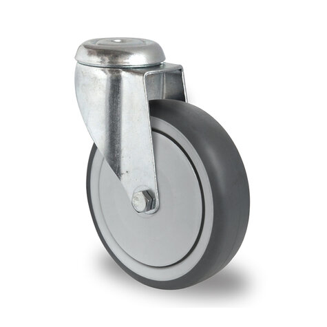 swivel castor with bolt hole,  125 mm