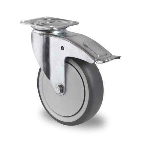 swivel castor,  80 mm with total brake