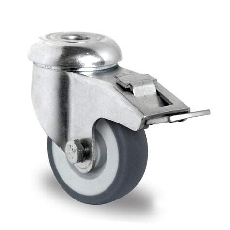 swivel castor with bolt hole and total brake,  50 mm