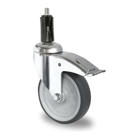 swivel castor with bolt hole and total brake,  80 mm