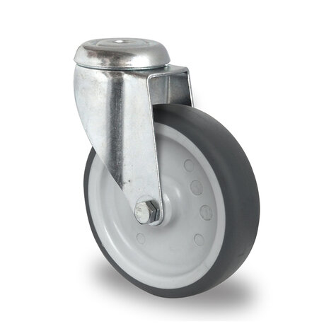 swivel castor with bolt hole,  80 mm