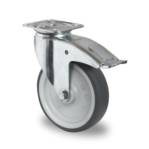 swivel castor,  75 mm with total brake